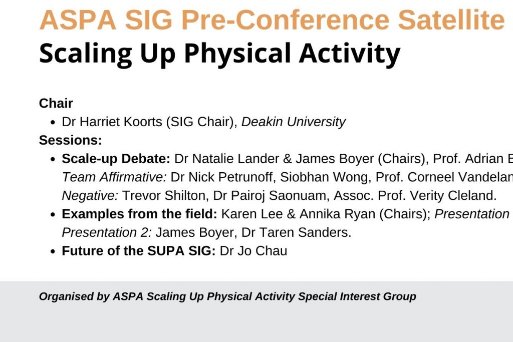 Scaling Up Physical Activity SIG Webinar 18 Nov