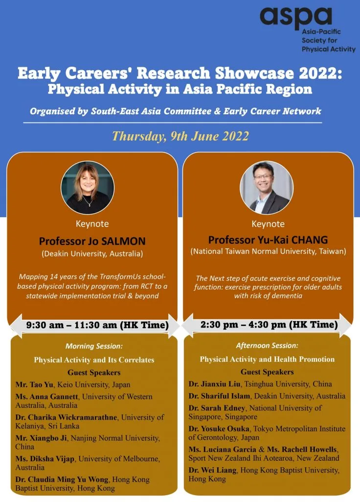 Early Careers’ Research Showcase 2022: Physical Activity in Asia Pacific Region